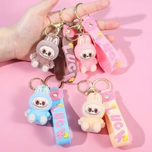 Labubu Key Chain Cute Bunny Keychains with 'Luck' Tag